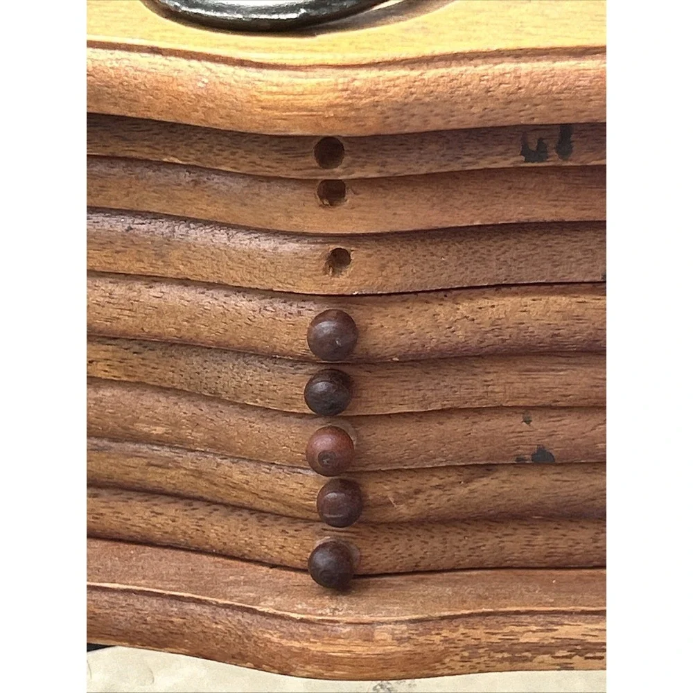Vintage Mid Century Drawer Coaster Set, Brass / Wood / Cork / Set of 8